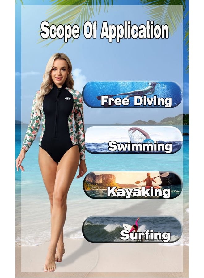 AnParc Wetsuit Women 1.5mm Neoprene, Shorty Wet Suit for Women Cold Water Swimming Long Sleeve Diving Suits with Front Zipper UV Protection for Swimming Diving Snorkeling - Image 5