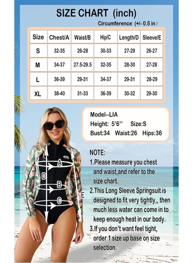 AnParc Wetsuit Women 1.5mm Neoprene, Shorty Wet Suit for Women Cold Water Swimming Long Sleeve Diving Suits with Front Zipper UV Protection for Swimming Diving Snorkeling - Image 4