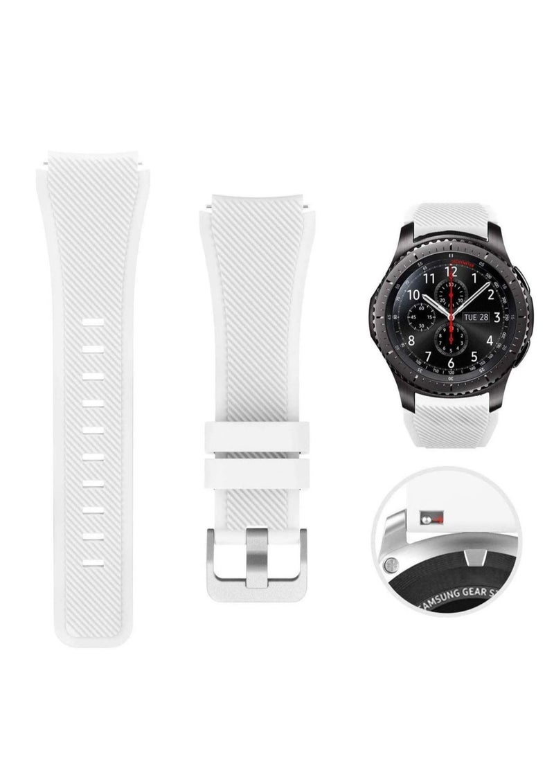 Gravity Replacement Watch Band for Samsung Gear S3 – 22mm Soft Silicone Strap in White | Comfortable, Adjustable & Sweat-Resistant | Compatible with Gear S3 Frontier/Classic & Other 22mm Watches - Image 1