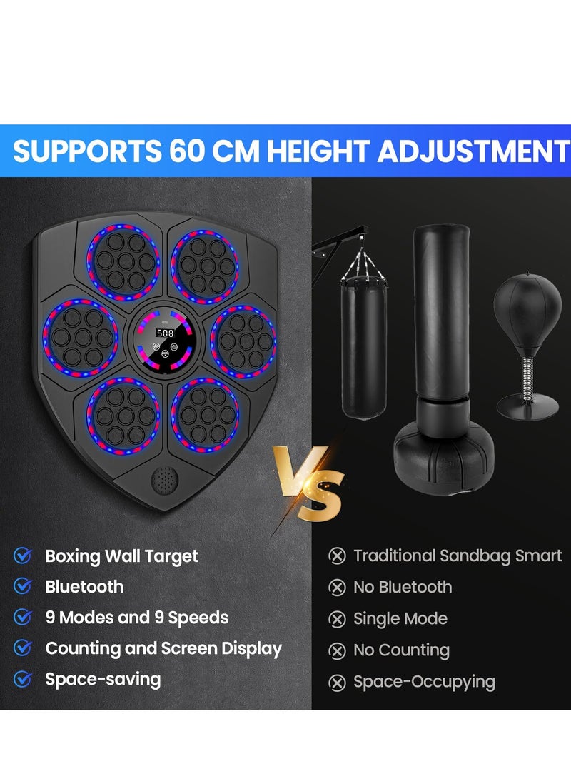 XiuWoo Music Boxing Machine, Musical Boxing Machine with Boxing Gloves, 9 Speeds, 9 Training Modes, Smart Counting, Bluetooth Support, Wall Mounted Boxing Target for Adults and Kids  - Image 3