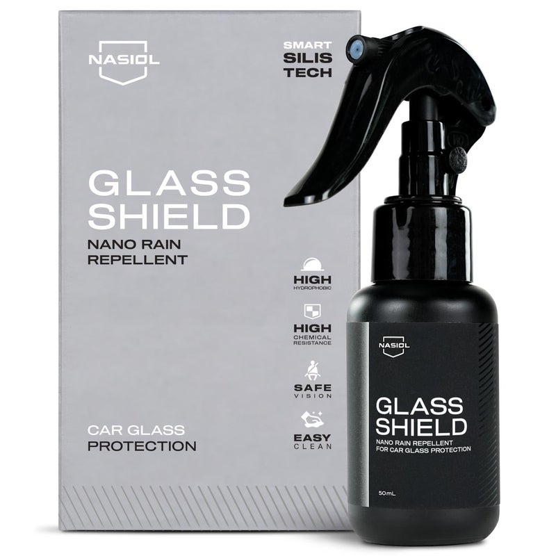 Nasiol GlasShield Nano Rain Repellent Spray Kit WindshieldGlass Ceramic Coating Super Hydrophobic to 30000 Miles Super Easy Application SprayWipe Clear Vision for Safe Driving Easy Ice Removal