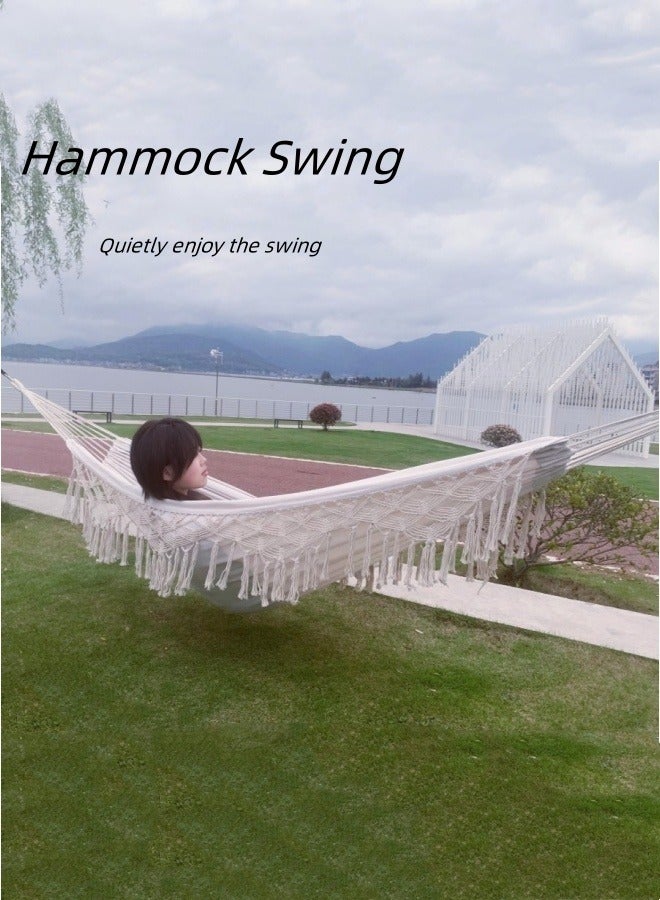 إم مياويان سرير معلق من قماش الكانفاس مع حبال نايلون، كرسي معلق خارجي مانع للانقلاب، شبكة سرير - Image 1