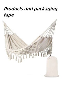 M MIAOYAN Canvas Tassel Nylon Rope Hammock Swing Outdoor Anti-rollover Hanging Chair Garden Net Bed  - Image 2