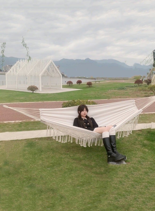 إم مياويان سرير معلق من قماش الكانفاس مع حبال نايلون، كرسي معلق خارجي مانع للانقلاب، شبكة سرير - Image 3