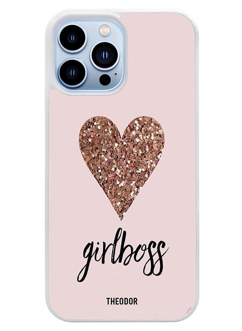 Theodor Protective Case Cover For APPLE IPHONE 14 Pro Max Girls Boss & Heart(White Bumper) - Image 1