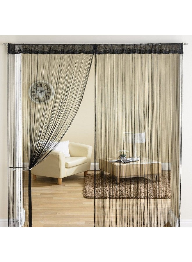 Exporthub 1 Piece Beautiful Polyester Door Threads String Curtain - 7ft, Black (EHSPR562_74) - Image 1