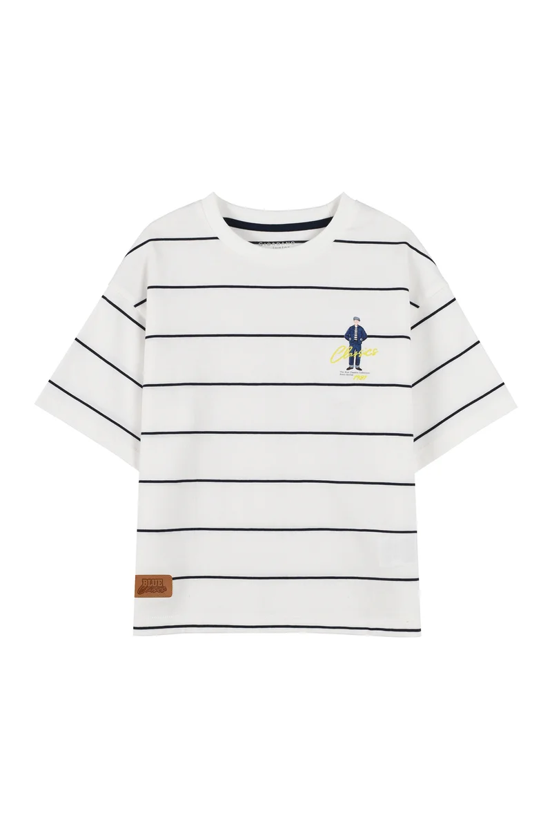 جيوردانو تيشيرت أبيض مخطط للأطفال