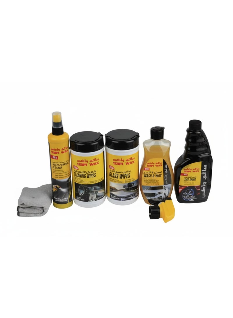 سافي واكس عدة تنظيف السيارات الاحترافية 6 قطع – أدوات كاملة لتنظيف وتلميع السيارة للداخل والخارج - Image 2
