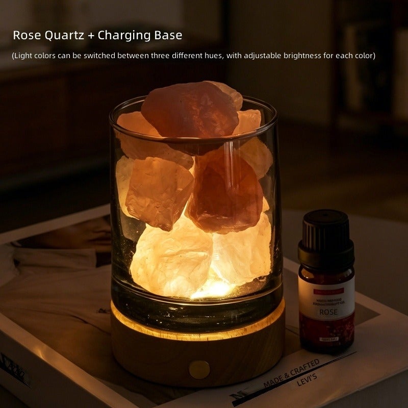 Natural Crystal Aroma Diffuser Night Light - Raw Stone Scented Lamp for Bedroom, Home Decor, Essential Oil Diffuser
