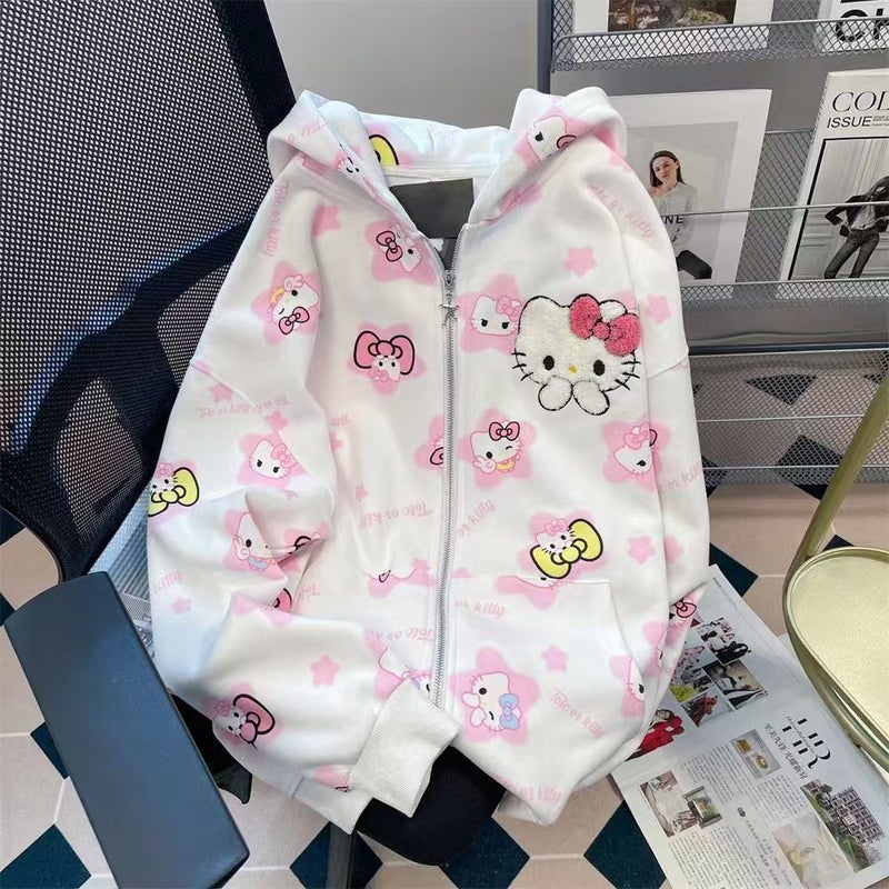 Women'S Baby Cute Cartoon Sweet Outer Top Big Kids Autumn New Solid Color Western Style Loose Long Sleeve Zipper Shirt - Image 2