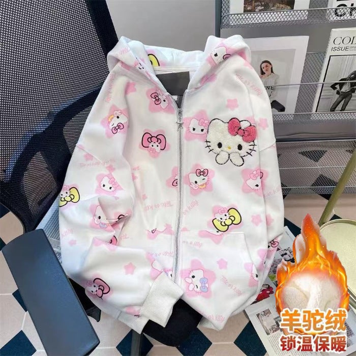 Women'S Baby Cute Cartoon Sweet Outer Top Big Kids Autumn New Solid Color Western Style Loose Long Sleeve Zipper Shirt - Image 1