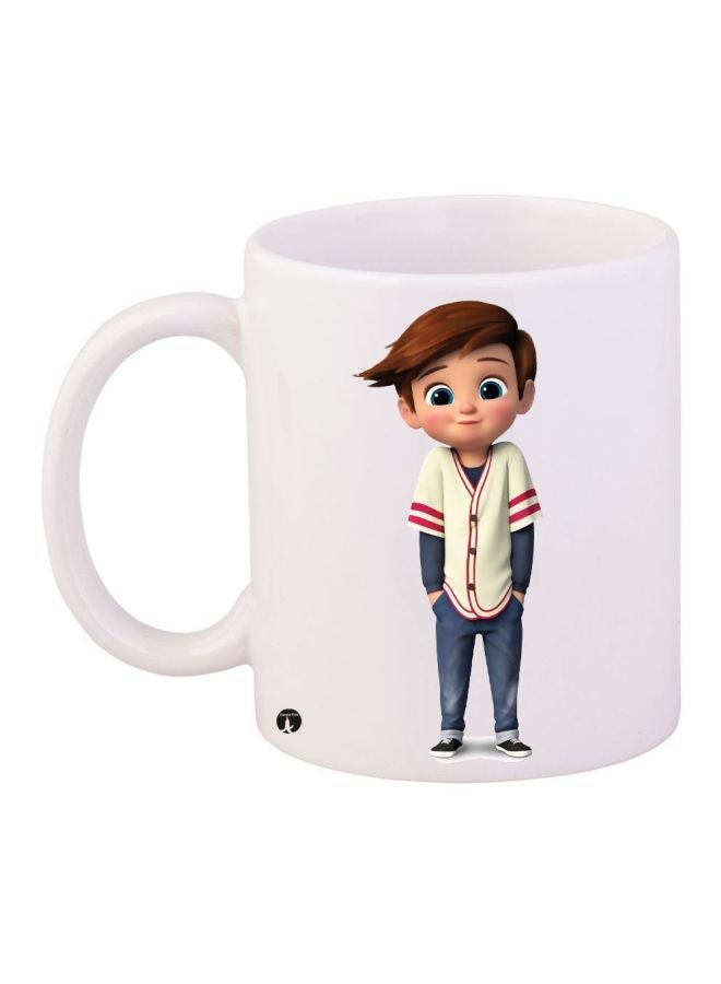 Boy Printed Coffee Mug White/Blue/Brown 11ounce