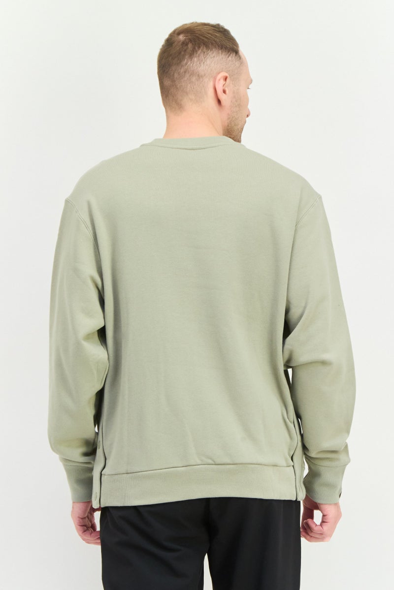 adidas Originals Men Sportswear Fit Long Sleeve Outdoor Sweatshirt, Light Olive  - Image 2