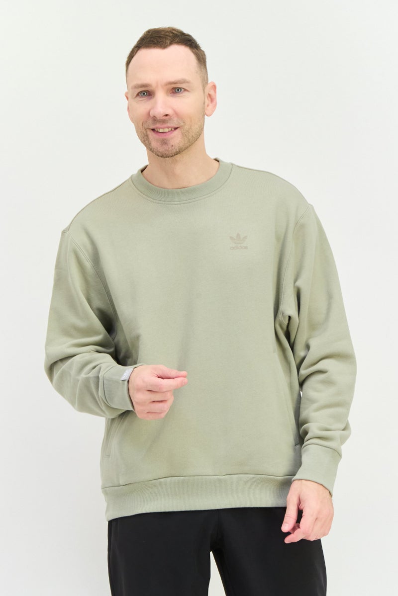 adidas Originals Men Sportswear Fit Long Sleeve Outdoor Sweatshirt, Light Olive  - Image 1