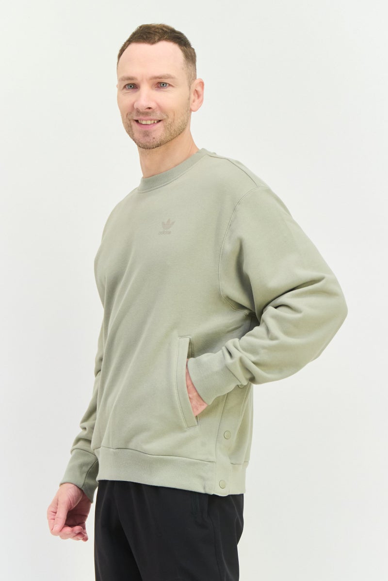 adidas Originals Men Sportswear Fit Long Sleeve Outdoor Sweatshirt, Light Olive  - Image 4