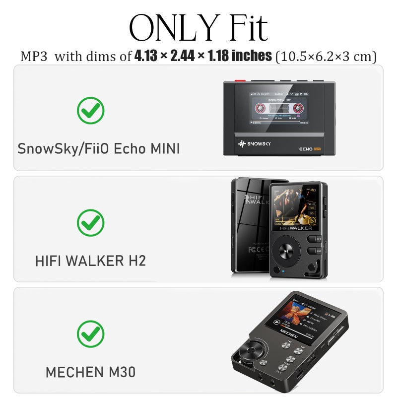 worfty Carrying Case for HiFi Walker H2/ SnowSky/FiiO Echo MINI/Surfans F20/ MECHEN M30 HiFi MP3 Music Player(Case Only) (Black) - Image 2