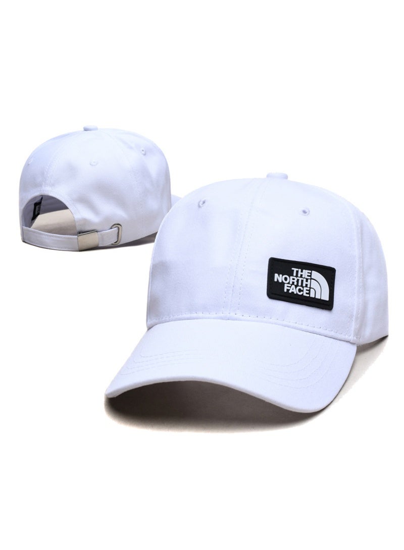 The North Face White Baseball Cap with Classic Logo Patch and Adjustable Metal Buckle Closure
