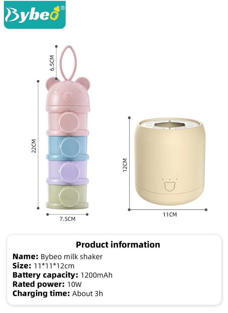 Bybeo - Baby Formula Dispenser & Mixer, Electric Automatic Infant Milk Bottle Shaker, Baby Milk Powder Mixer with 3 Modes, Universal Milk Blender, USB Charging, Low Noise, with Four-Layer Formula Containers - Image 1