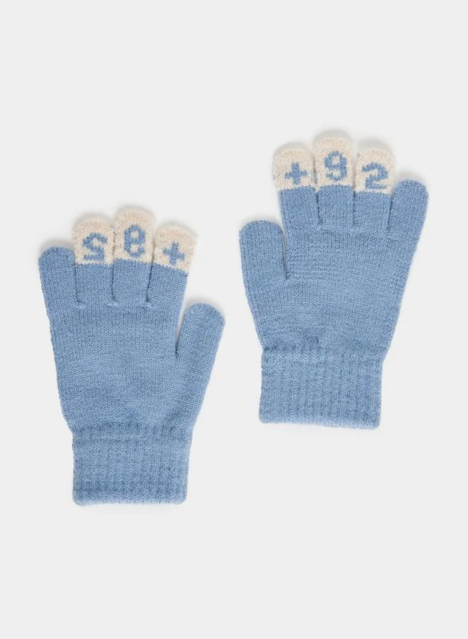 Styli Car Pattern Knitted Warm Gloves