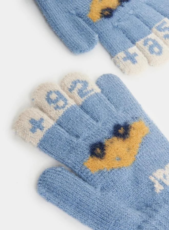 Styli Car Pattern Knitted Warm Gloves