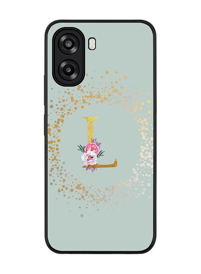 Stylizedd For Oppo A6x 5G / A6x 4G Case,Slim fit Camera Protection, Shockproof Thin Phone cover  - Custom Monogram Floral - L  (Light Grey ) - Image 1