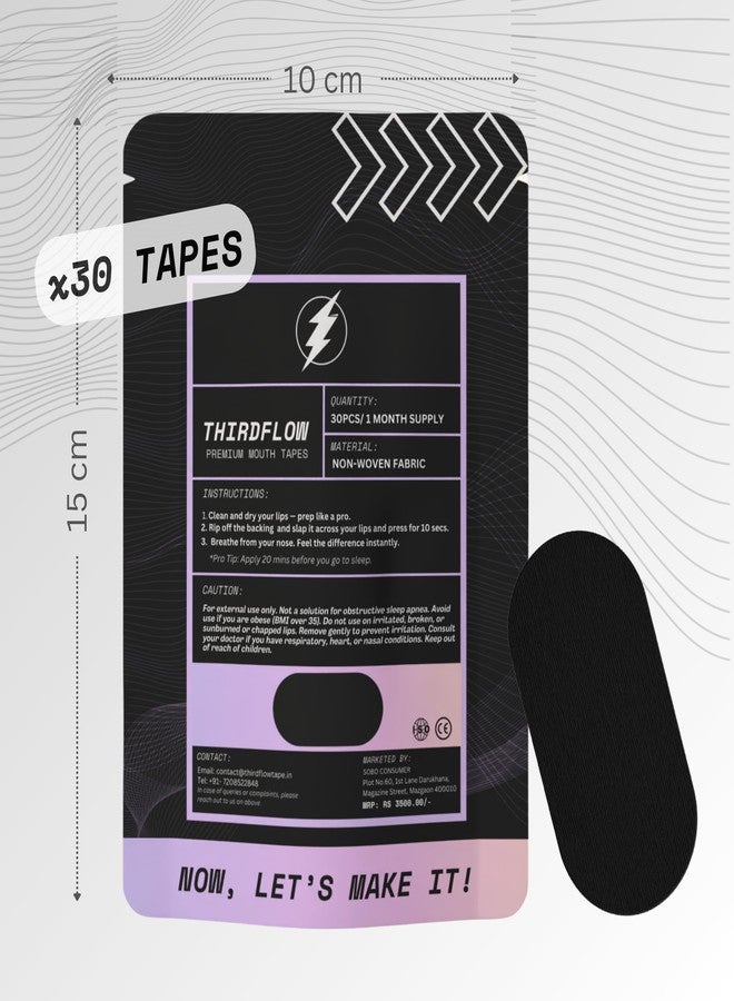ThirdFlow Mouth Tape for Sleeping - 30 Pack | Anti-Snoring & Nose Breathing Aid | Hypoallergenic, Latex-Free, Pain-Free Removal | Strong Grip & Comfortable Fit for Sleep, Gym & Outdoor Use - Image 3