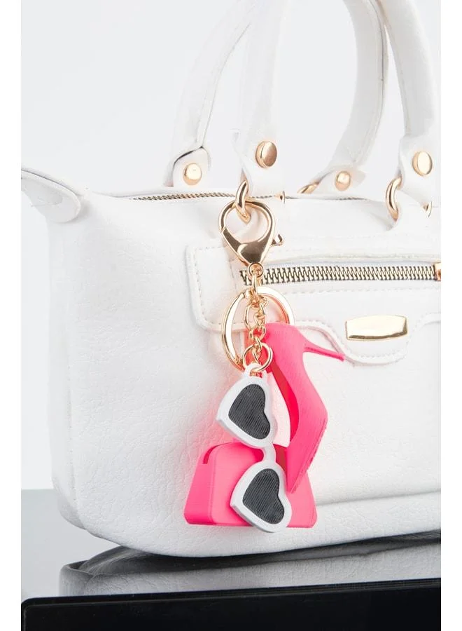 Pink Mini Figure 3D Printed Charm Bag Accessory Keychain.