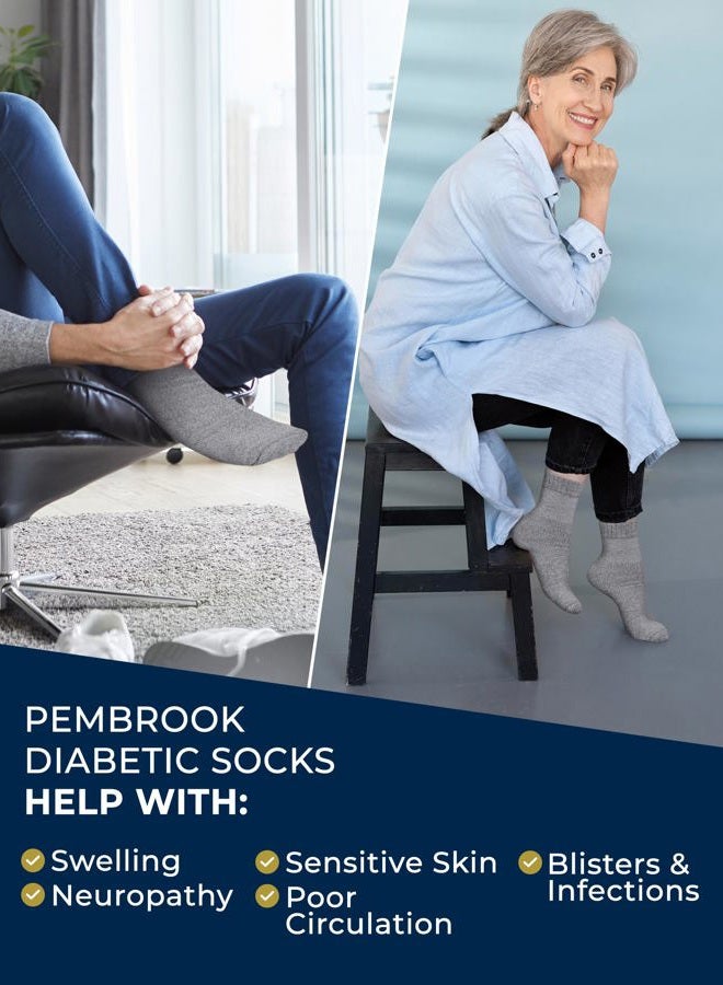 Pembrook Bamboo Diabetic Socks for Men & Women - 6 Pairs Ankle Length Womens Diabetic Socks | Bamboo Socks Womens | Diabetes Socks, Gray, M - Image 4