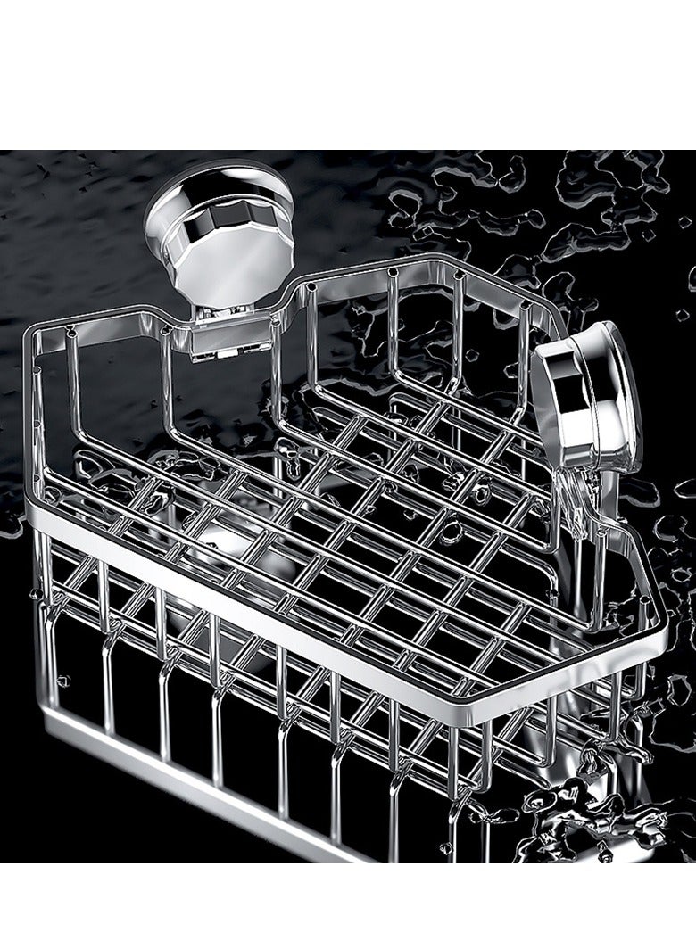 1pcs Bathroom Stainless Steel Wall Mounted Storage Rack Diamond Shape Hollow Suction Cup Shampoo Toiletry Hanging Basket Rack - Image 3