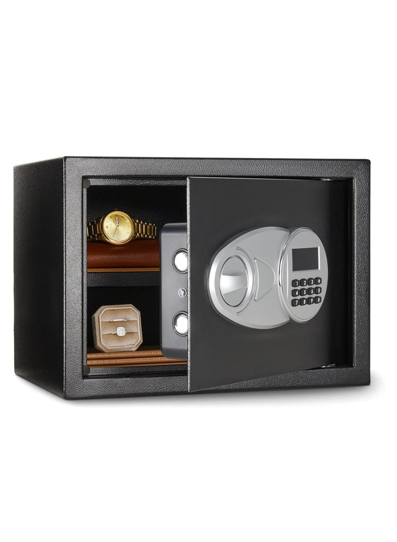 Midwest خزنة أمان فولاذية مع لوحة مفاتيح رقمية - تأمين المال، النقد، المجوهرات، وثائق الهوية، 14 لتر، 35 سم عرض × 35 سم عمق × 25 سم ارتفاع، أسود - Image 1