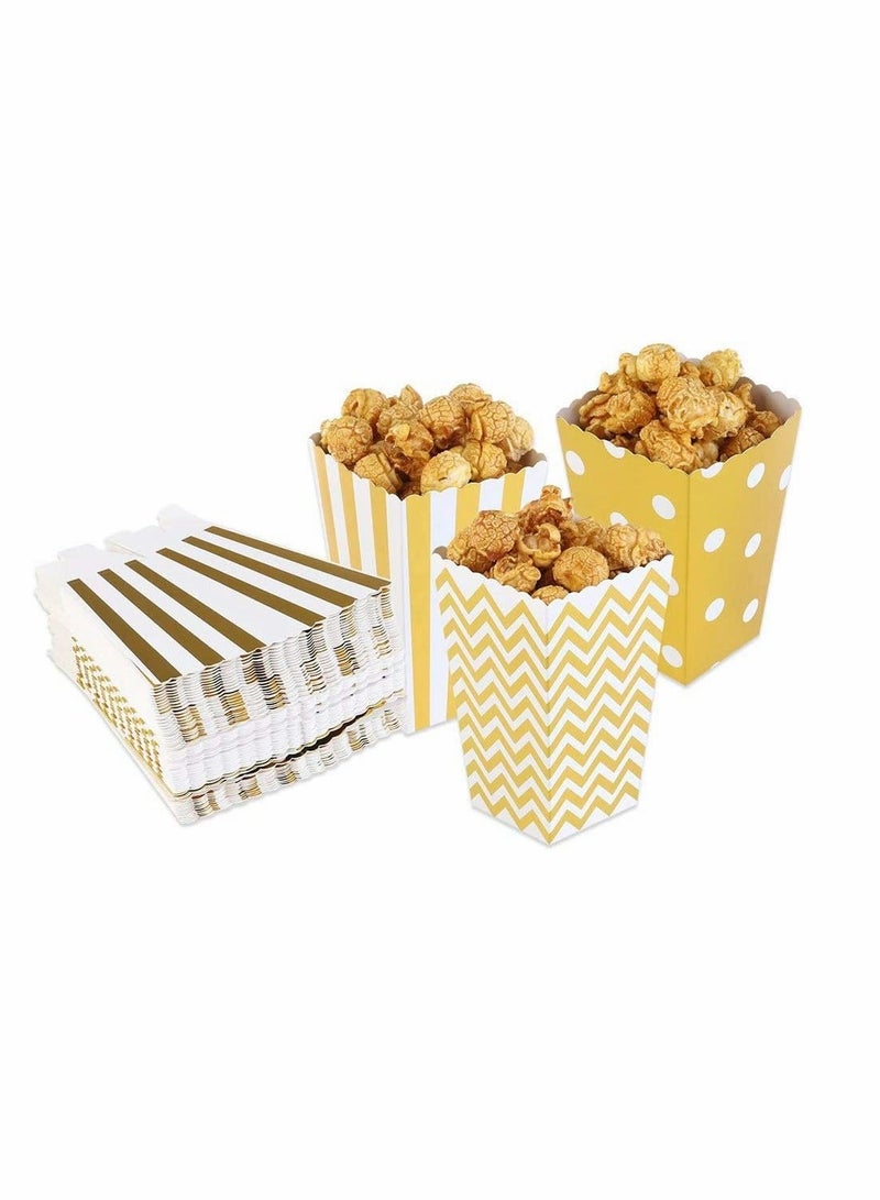 24pcs Popcorn Boxes Holders Containers Cardboard Candy Container Snack Paper Bags for Movie Theater Dessert Tables Wedding Favors (Gold)  - Image 1