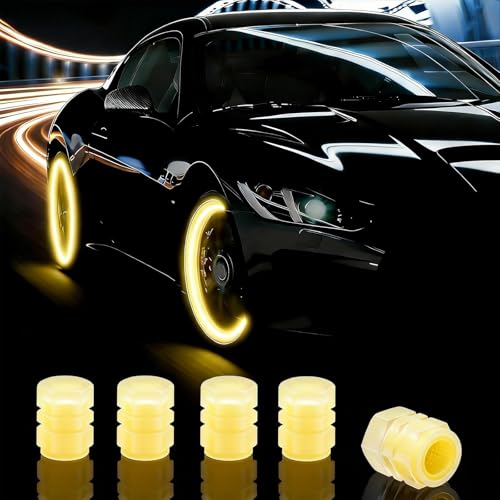 MUMUMAB 20 Pcs Glow in The Dark Tire Valve Caps Fluorescent Tire Valve Stem Caps, Cool Car Present for Universal Decoration Accessories for Car SUV Bicycle Motorcycles Trucks (Orange) - Image 1