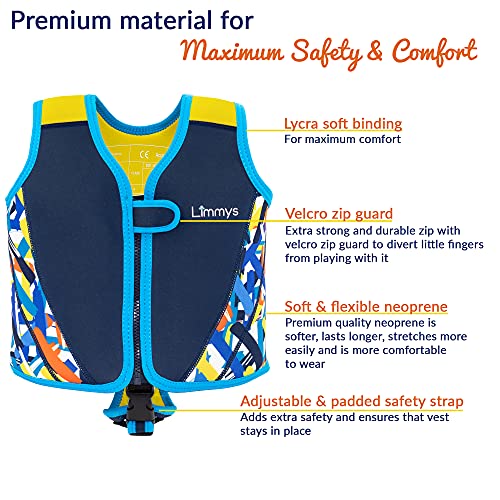 Limmys Premium Kids Swim Vest - Toddler Swim Jacket and Buoyancy Swimming Aid - Modern Design Swimming Vest for Boys, Girls and Babies - with Drawstring Bag - Image 2