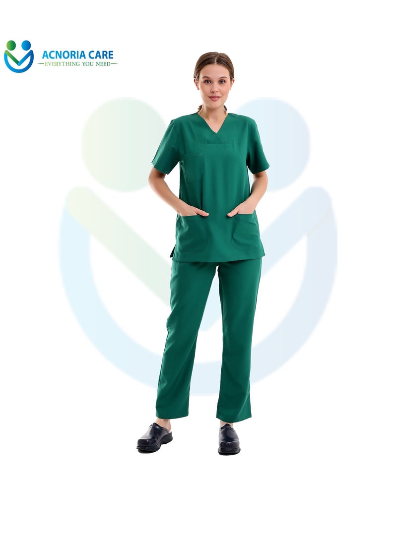 اكنوريا كير سكراب طبي نسائي مكون من قطعتين بلوزة وسروال 25% فيسكوز 75% بوليستر لون أخضر تركواز - مقاس M - من اكنوريا كير - Image 5