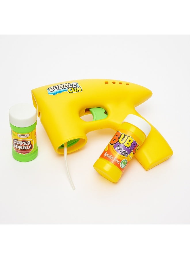 BUBBLE FUN Bubble Gun Toy for Kids with 2 Bubble Solution Bottles – Safe Plastic Design for Outdoor Fun - Image 1