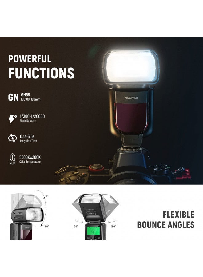 Neewer NEEWER Upgraded NW645II-N TTL Flash Speedlite GN58 HSS Flashlight Speedlight Compatible with Nikon Cameras D4 D5 D6 D90 D750 D780 D800 D810 D850 D3500 D5300 D7500 Z9 Zfc Z50 Z5 Z6 Z7 Z6II Z7II  - Image 1