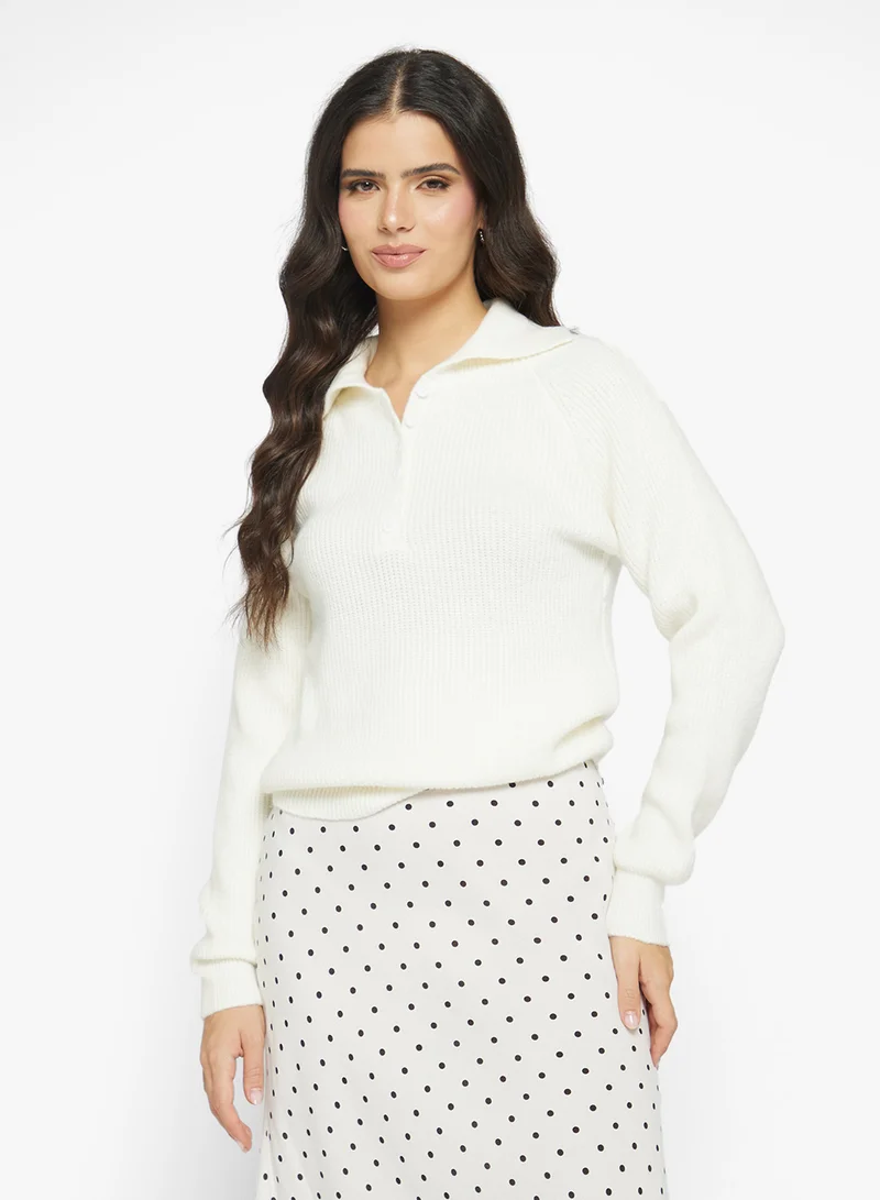 جينجر Polo Neck Fine Knit Sweater
