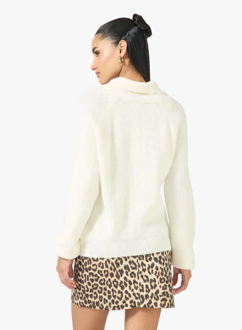 Ginger Polo Neck Fine Knit Sweater