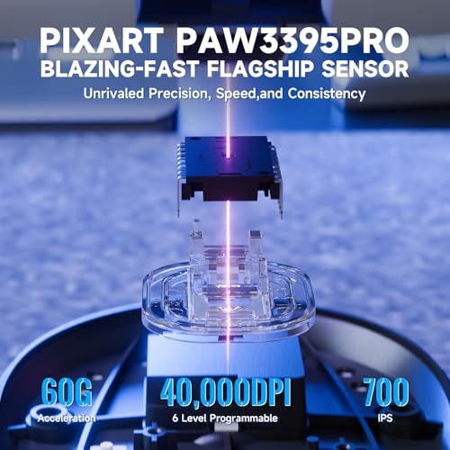MAMBASNAKE ATTACK SHARK X8 PRO 8K Wireless Gaming Mouse,PAW3395PRO 40K DPI Sensor,Tri-Mode Broadcom BK52820 Chip,Superlight Ergonomic Mouse for Large Hands,Cloud-Based Software,for Win/Mac(White&Tape) - Image 3