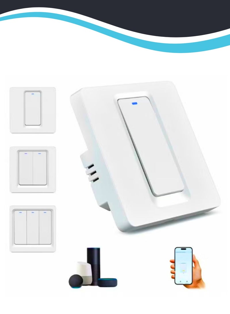 مفتاح إضاءة ذكي يعمل بالواي فاي، لا يتطلب سلكًا محايدًا، مفتاح حائط ذكي مع جهاز تحكم عن بعد، تحكم صوتي ومؤقت، متوافق مع أليكسا ومساعد جوجل، سهل التركيب (عصابتان، سلك واحد على شكل حرف L) - Image 1