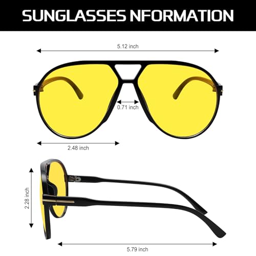 GUVIVI Retro Aviator Sunglasses for Women Men Oversized Classic 70s Vintage Trendy Square Aviators Tortoise Sun Glasses - Image 4