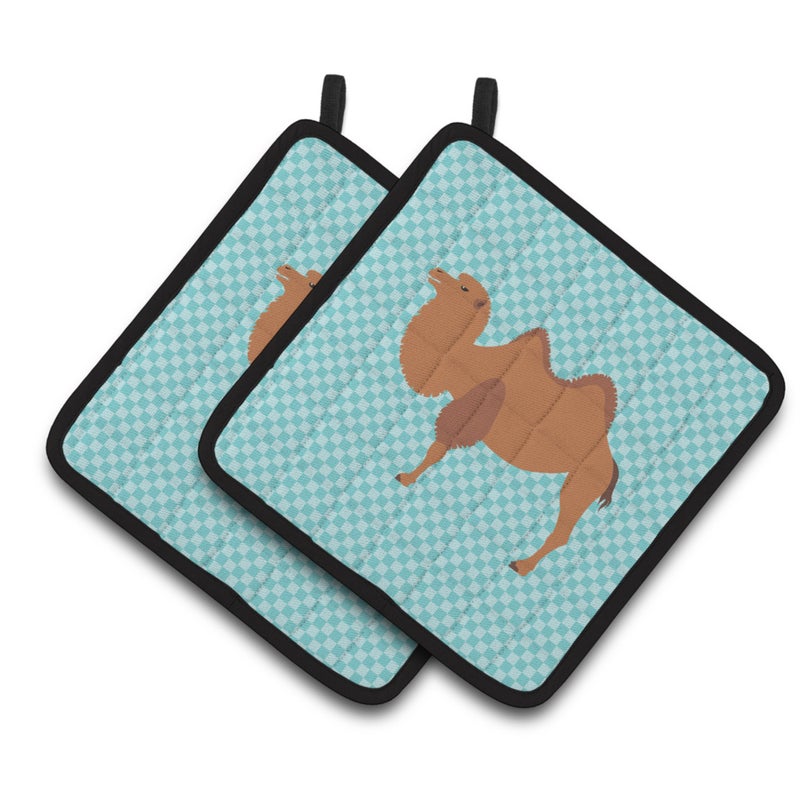 Caroline's Treasures ""Caroline's Treasures Bactrian Camel Blue Check Decorated Pot Holder  7.5"""" x 7.5"""""" 