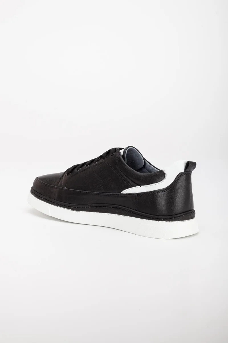Dilimler Ayakkabı Slices Shoes Leather Lace-Up Double Color Sole Black Men's Casual Shoes