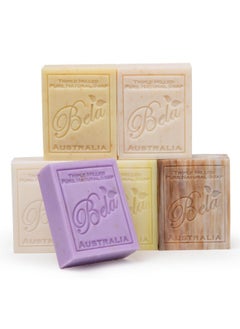 BELA BELA Triple Milled Soap Variety Pack 3.3 OZ Pack of 6, Long Lasting French Triple Milled Bar Soap with Organic Shea Butter, Hand, Face and Body Wash Bar Made in Australia  - Image 1