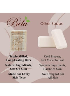 BELA BELA Triple Milled Soap Variety Pack 3.3 OZ Pack of 6, Long Lasting French Triple Milled Bar Soap with Organic Shea Butter, Hand, Face and Body Wash Bar Made in Australia  - Image 4