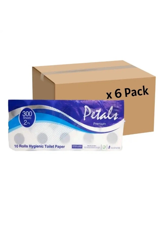 Petals ورق تواليت هجين 2 طبقة من بتلات - 10 لفات - 6 عبوات - Image 1