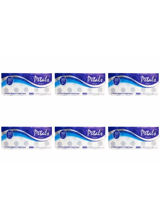 Petals ورق تواليت هجين 2 طبقة من بتلات - 10 لفات - 6 عبوات - Image 2