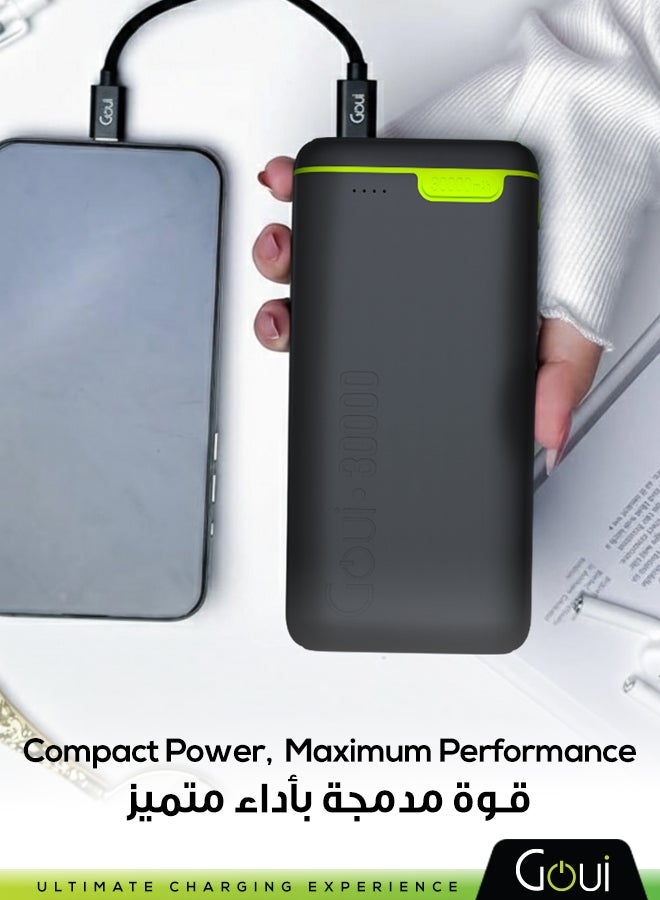 Goui 30000 mAh Kigo Portable Power Bank – High Capacity, Simultaneous Multi-Device Charging, Compatible with Smartphones, Tablets, GPS Devices, MP3/MP4, Bluetooth, Portable and Compact Design for On-the-Go Power Anytime, Anywhere Black - Image 2