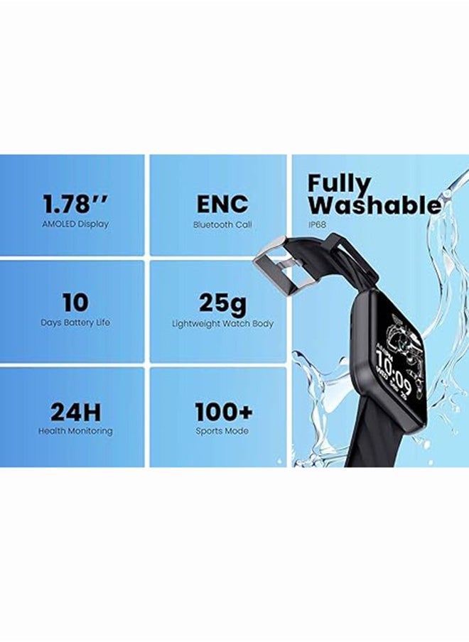 GT smart watch for women and men, 1.75-inch AMOLED screen with answer and call, IP68 waterproof, heart rate, blood oxygen, sleep tracker, 120+ sports modes, compatible with Android iOS