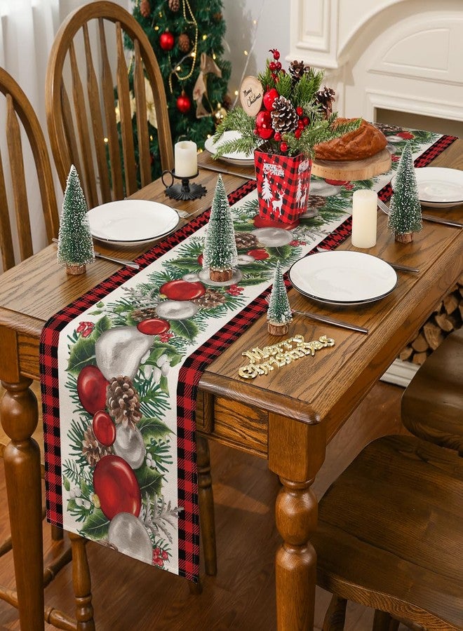 Siilues Christmas Table Runner, Buffalo Plaid Christmas Ball Decorations Christmas Runner for Table Seasonal Winter Decor for Indoor Outdoor Dining Table Decorations (Red Black, 13'' x 72'') - Image 4